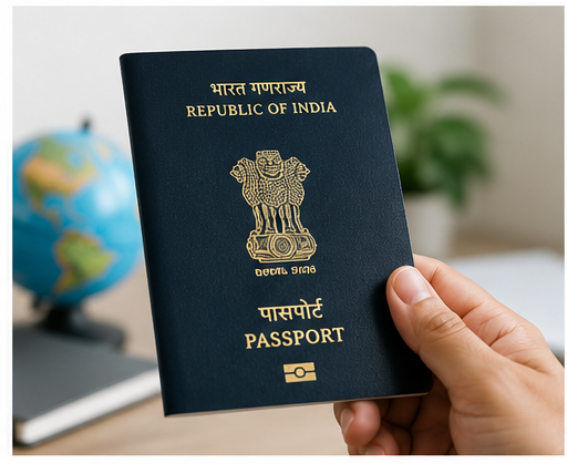 Person holding passports for visa services